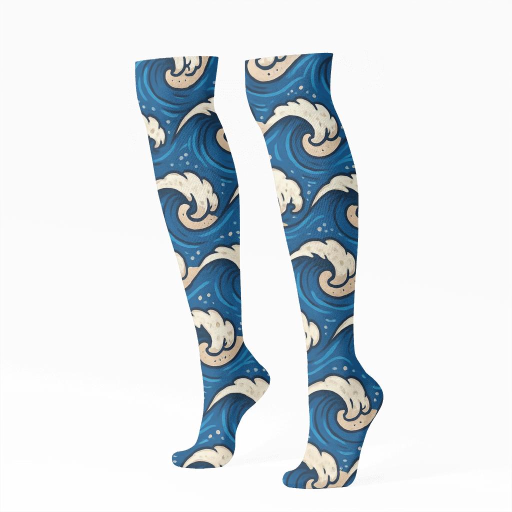 Tidal Crest Mosaic stylish athletic knee-high socks