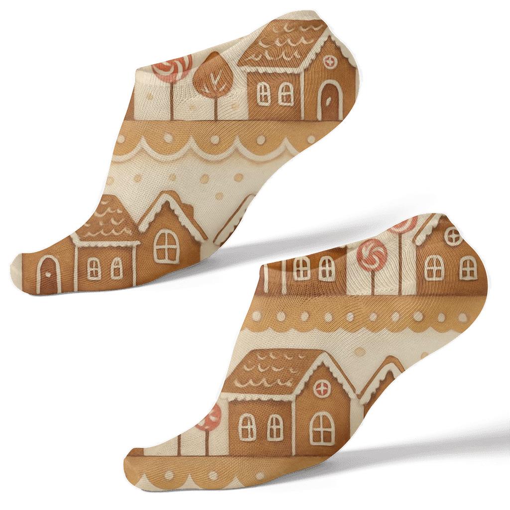 Gingerbread Village Holiday Bandscape stylish athletic ankle socks