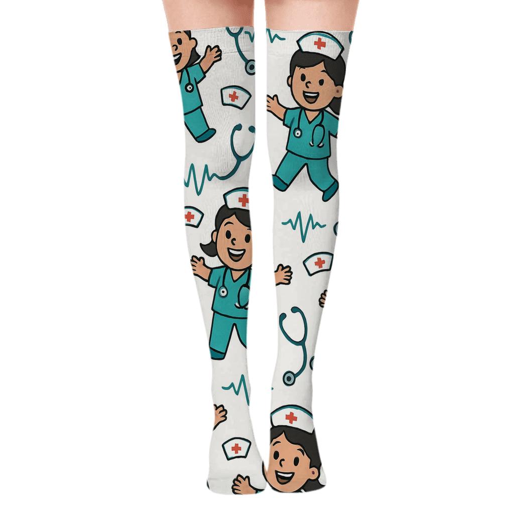 Scrub Shift Galaxy Nurse Pattern custom over-the-knee socks