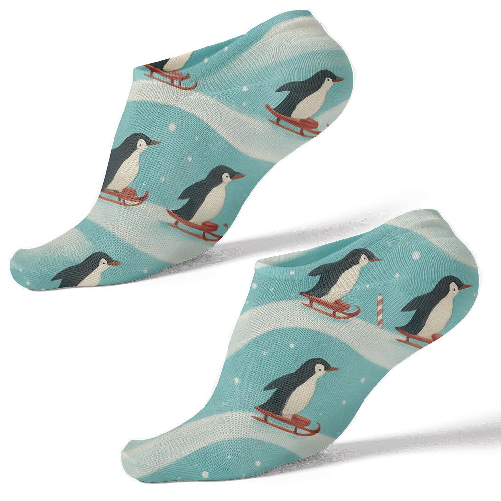 Penguin Sleigh Ride Wave premium sports ankle socks