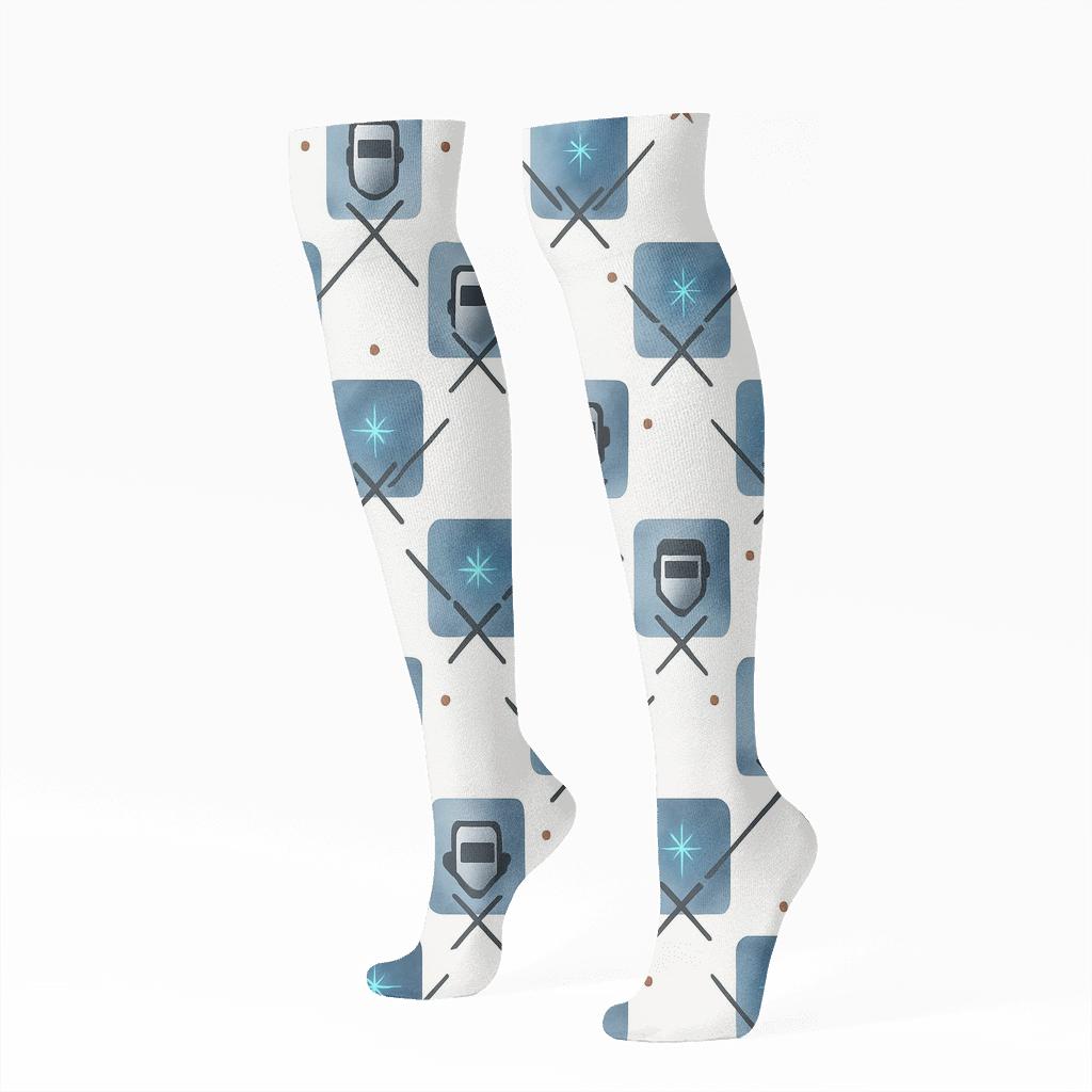 Nebula Grid With Welder Masks Array custom knee-high socks