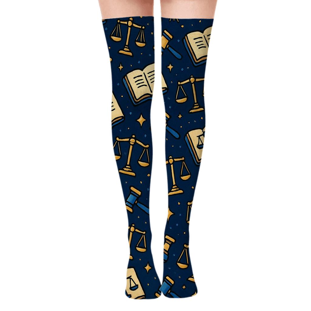 Paralegal Nebula Of Case Files Pattern designer print over-the-knee socks