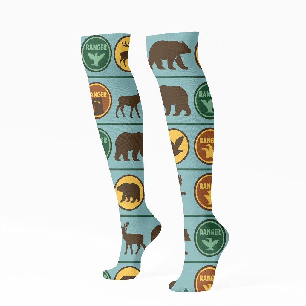 Wildlife Badge Bands For Forest Stories Park Ranger Edition comfortable cotton knee-high socks