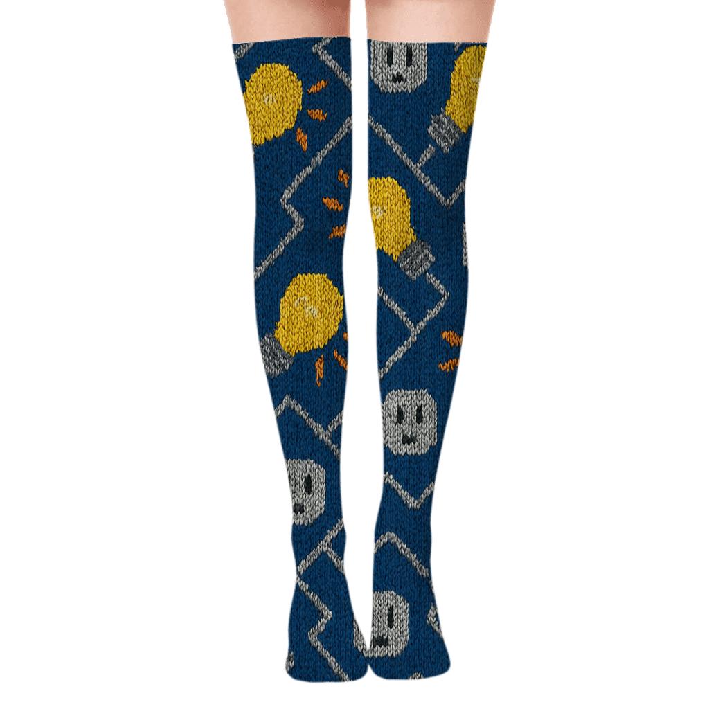 Electrician Knit Circuit Glow trendy patterned over-the-knee socks