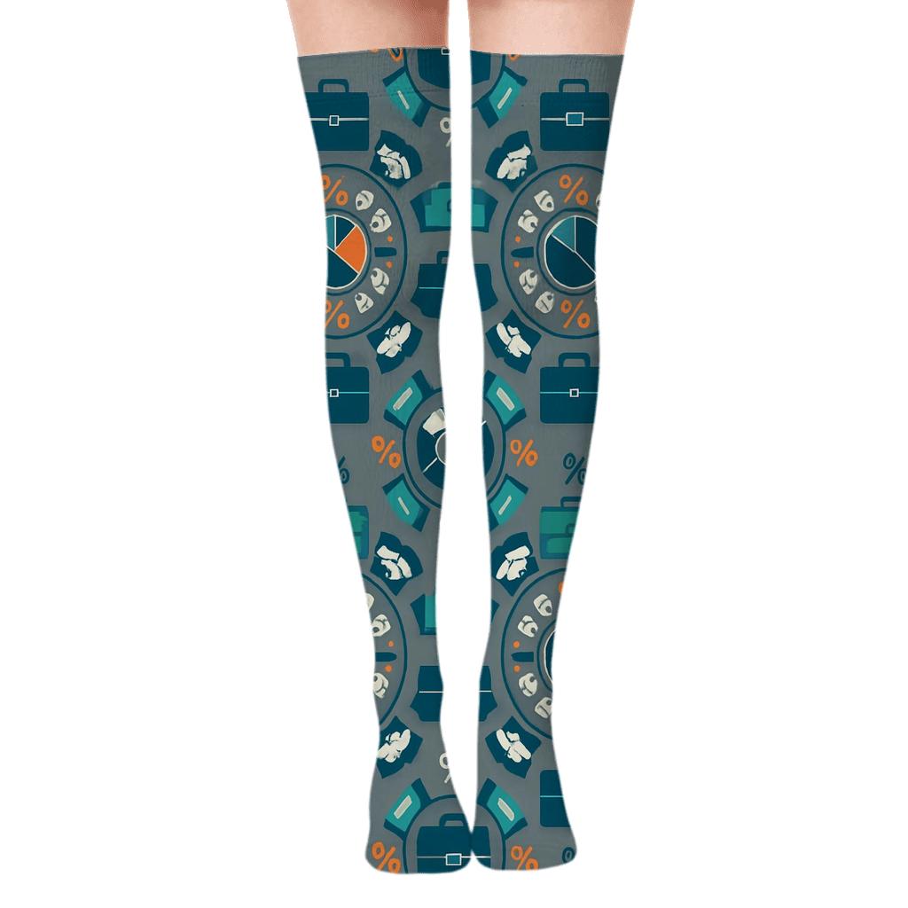 Briefcase Orbit Pattern Salesperson Edition custom over-the-knee socks