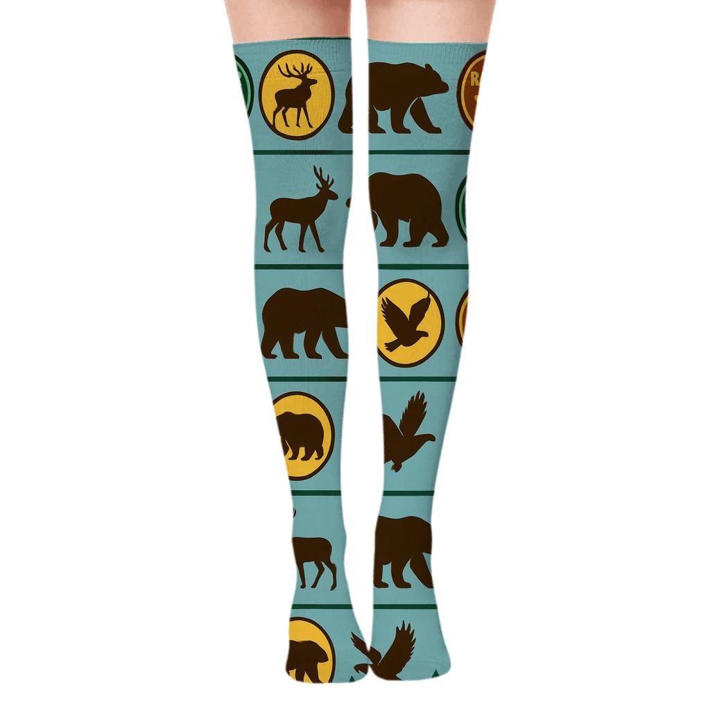 Wildlife Badge Bands For Forest Stories Park Ranger Edition comfortable cotton over-the-knee socks