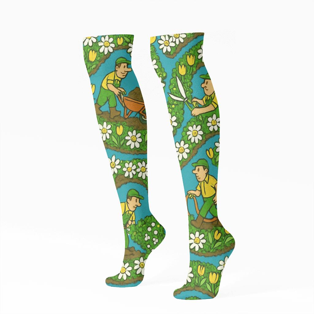 Flower Bed Dance Pattern With Hidden Groundskeeper Moments comfortable cotton knee-high socks