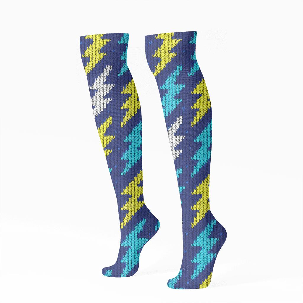 Electric Zigzag Thunderweave premium sports knee-high socks