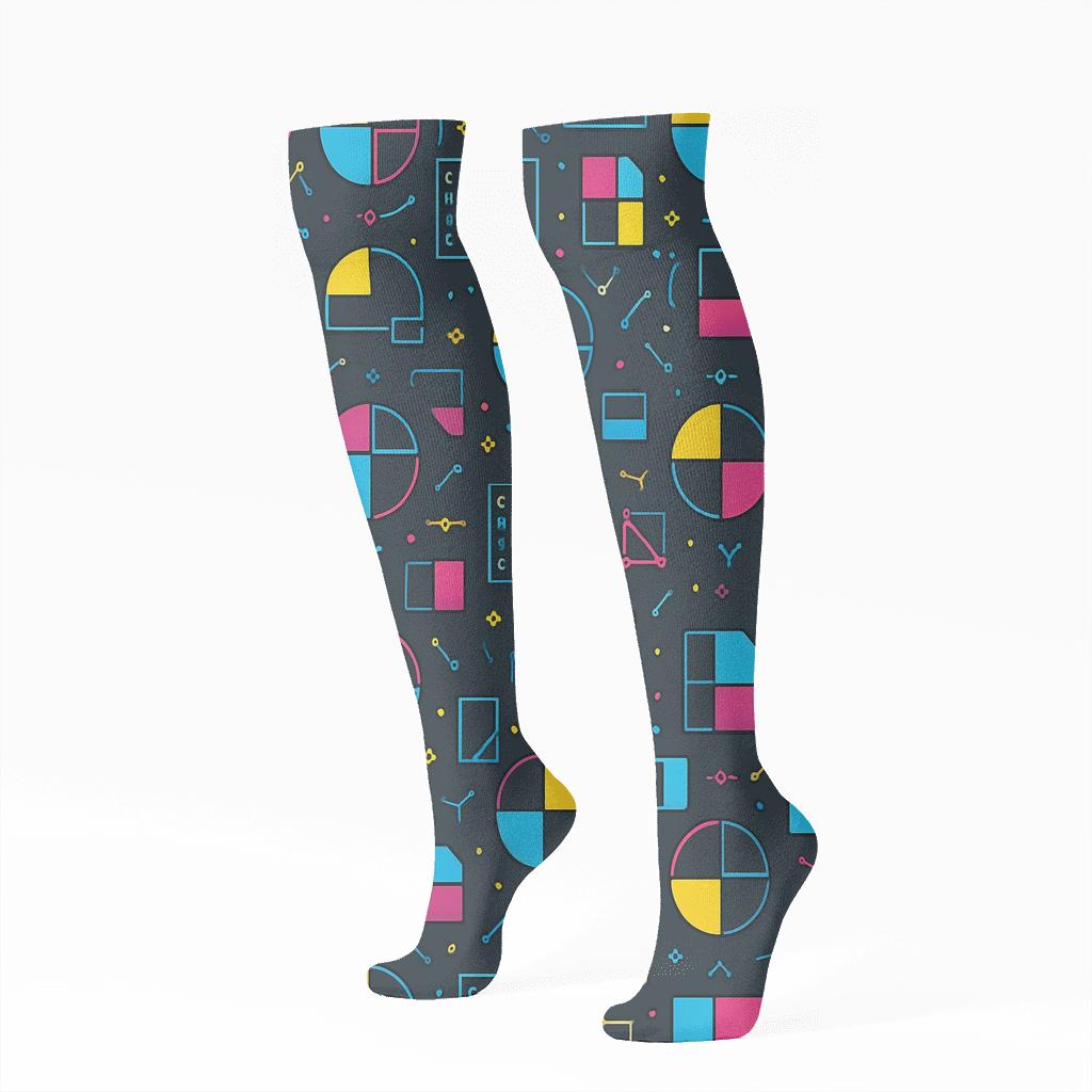 Graphic Designer Color Orbit Grid custom knee-high socks