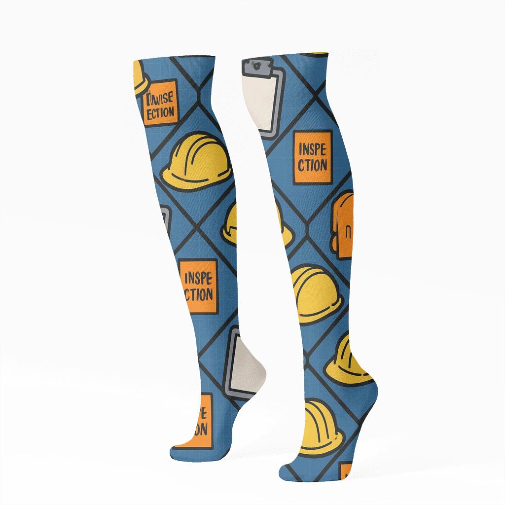 Hard Hat Lattice For Building Inspector Nights stylish athletic knee-high socks