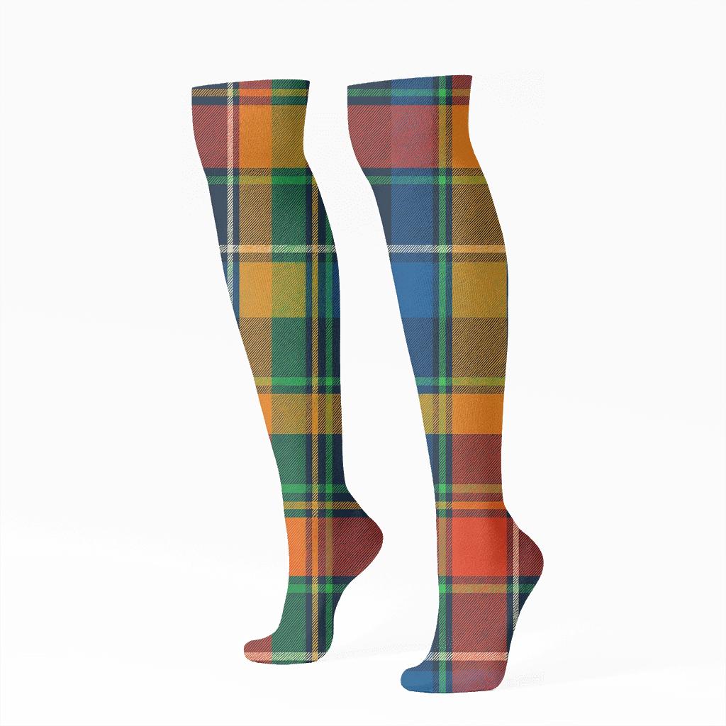 Layered Prism Tartan Check Mosaic designer print knee-high socks