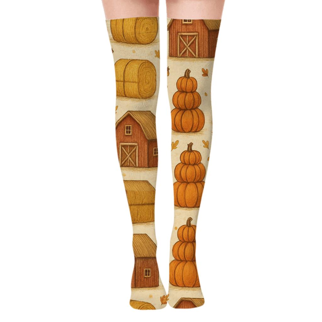 Harvest Barn Patchwork Grid personalized over-the-knee socks