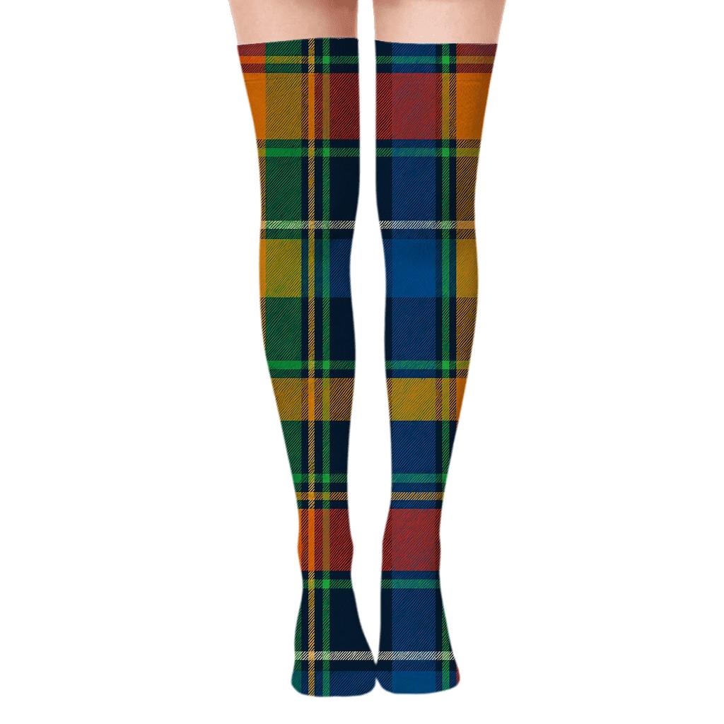Layered Prism Tartan Check Mosaic custom over-the-knee socks