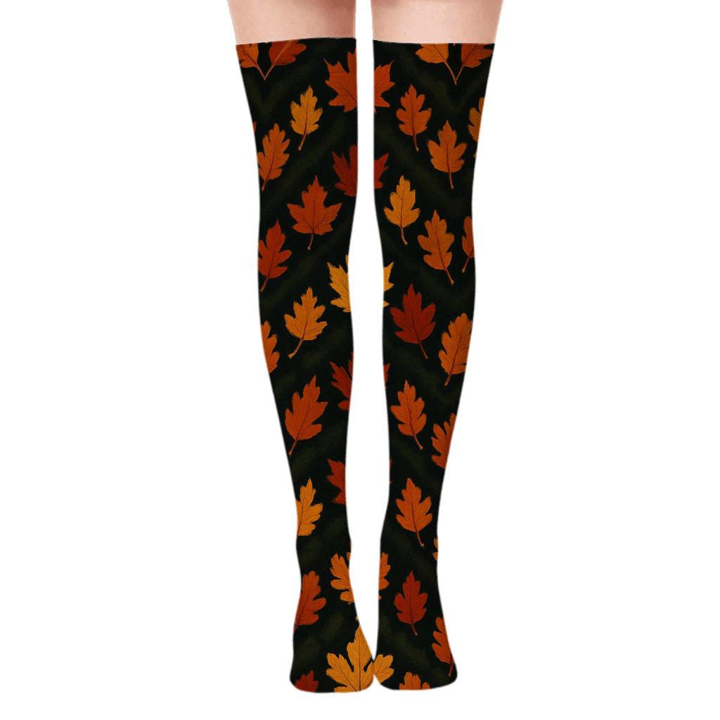 Falling Leaves Night Chevron soft everyday over-the-knee socks