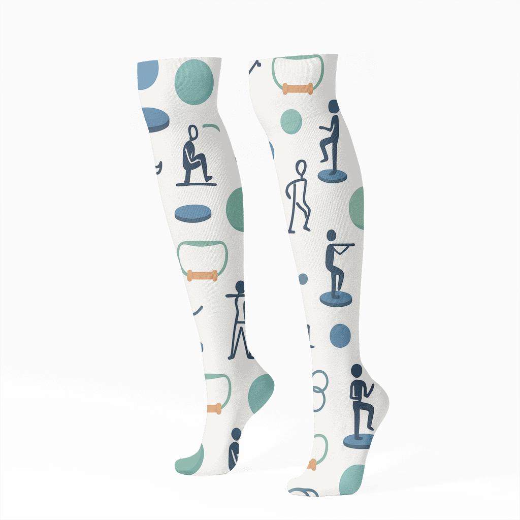Stretch Lab Physical Therapist Tools Galaxy Grid stylish athletic knee-high socks