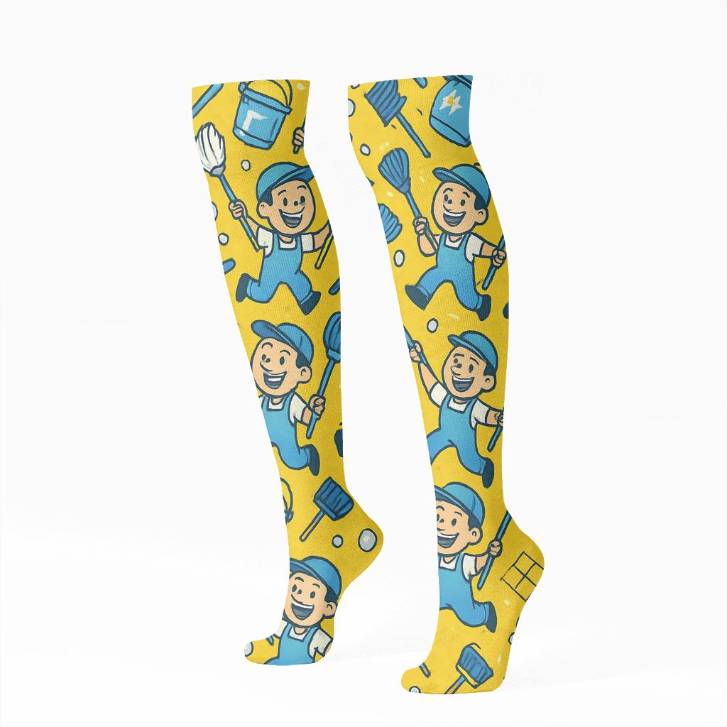 Janitor Constellation Mop Juggle Pattern custom knee-high socks