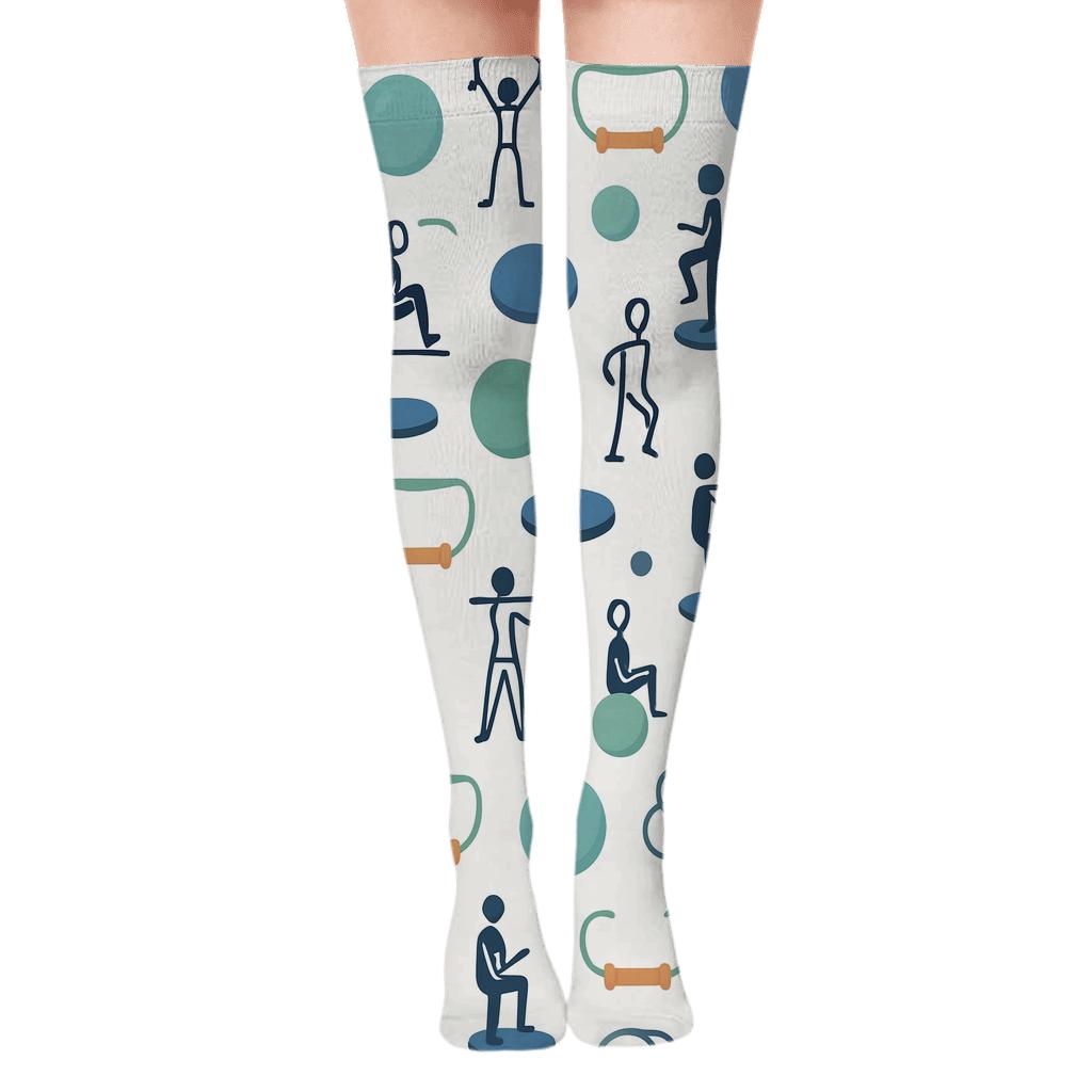 Stretch Lab Physical Therapist Tools Galaxy Grid trendy patterned over-the-knee socks