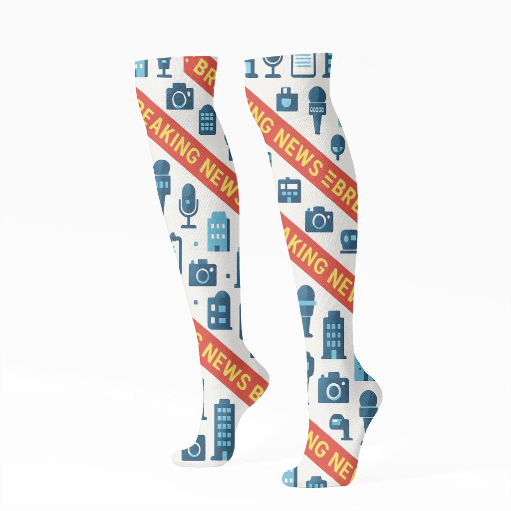 Reporter Skyline News Grid custom knee-high socks