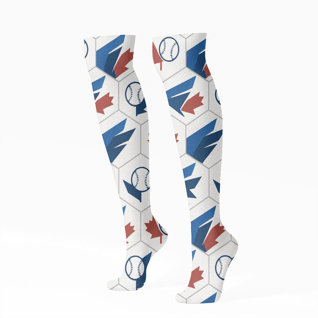 Starlit Diamond Blue Jays Wing Mosaic personalized knee-high socks