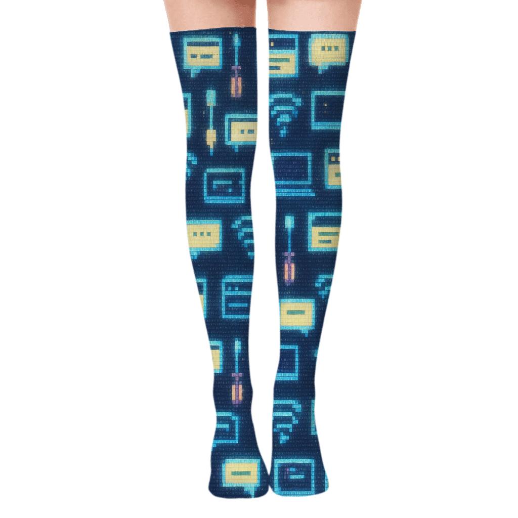 Pixel Nebula Support Grid For It Support Specialist personalized over-the-knee socks
