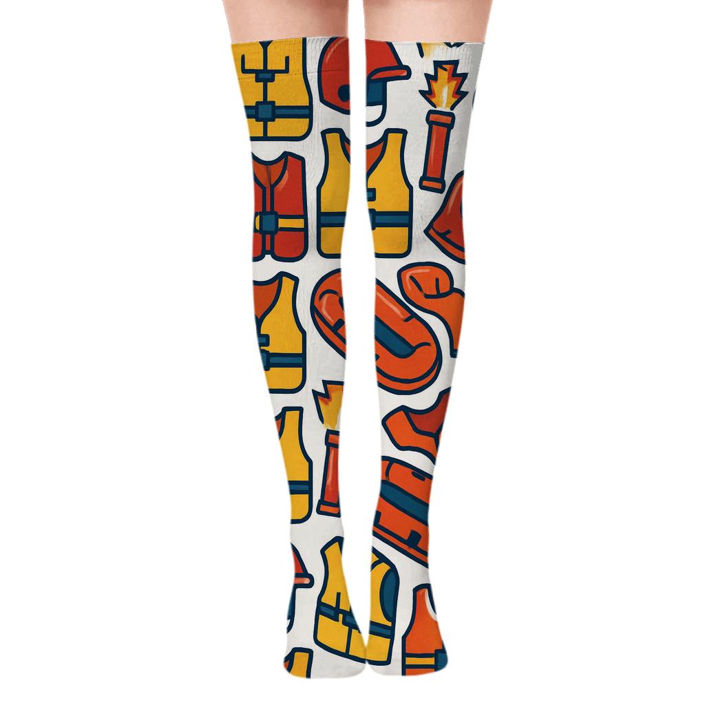 Tidal Beacon Grid With Search And Rescue Worker Icons custom over-the-knee socks
