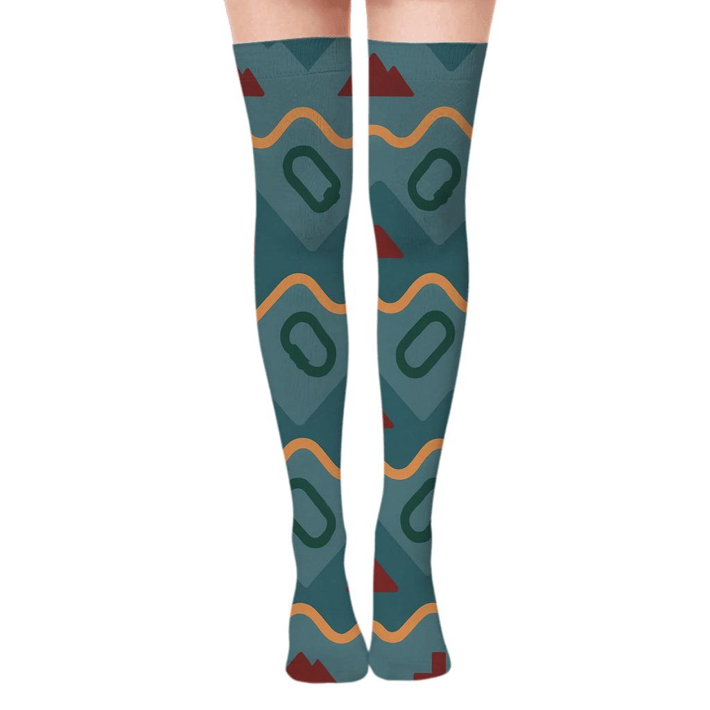 Rescue Worker Mountain Chevron Cascade unique graphic over-the-knee socks