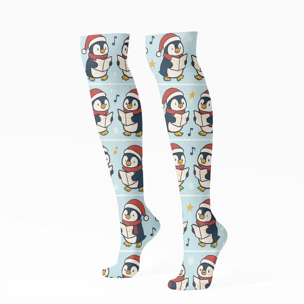 Penguin Caroler Stripe March soft everyday knee-high socks