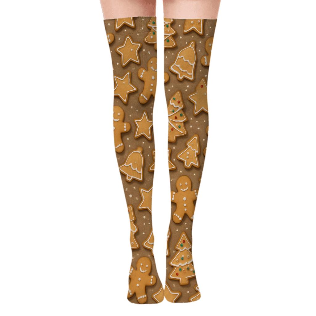Holiday Cookies Milky Way Stripe unique graphic over-the-knee socks