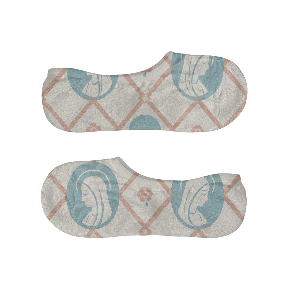 Ribbon Lattice With Mary Cameos comfortable invisible socks