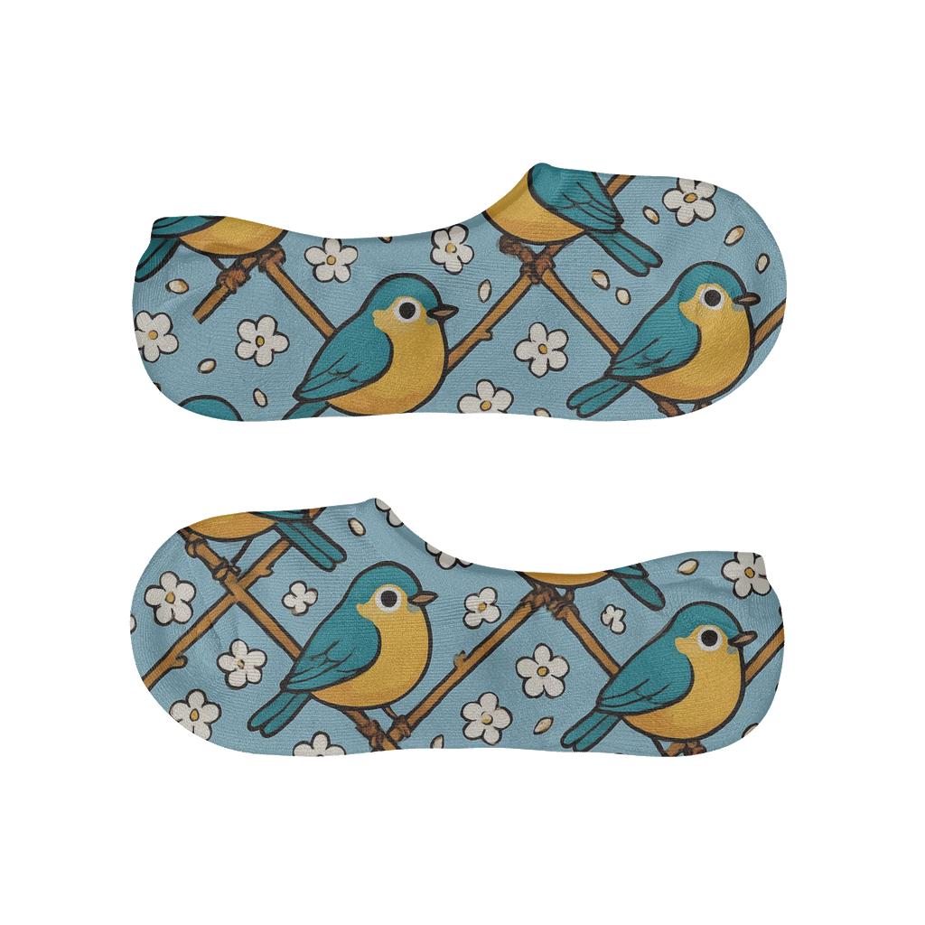 Garden Lattice Song Bird low cut no-show socks