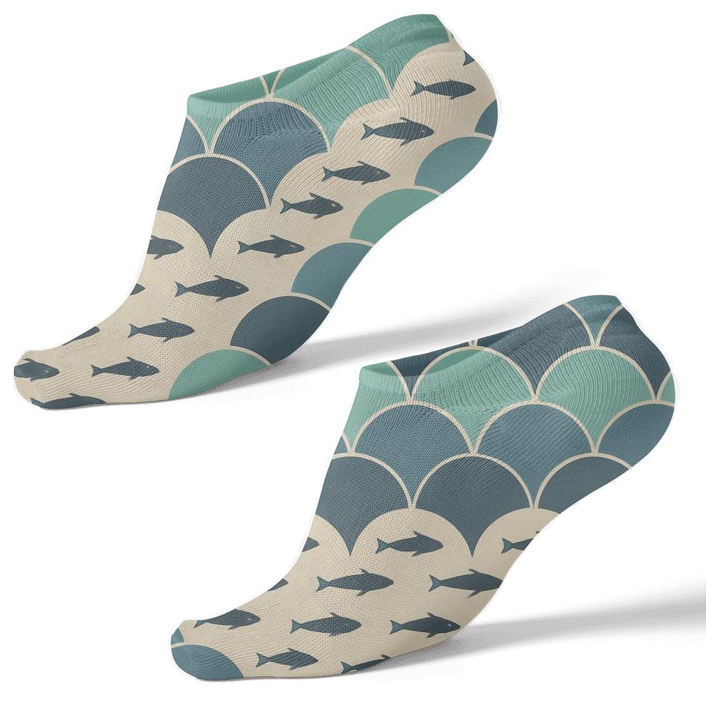 Tidal Scales Fish-Striped Geometry premium sports ankle socks