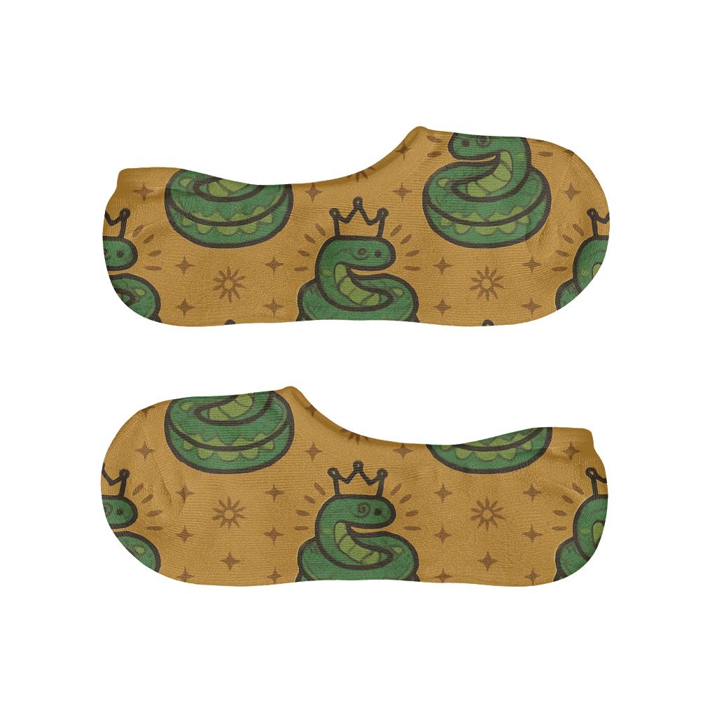 Desert Crown Motif With Snake Accents designer printed no-show socks