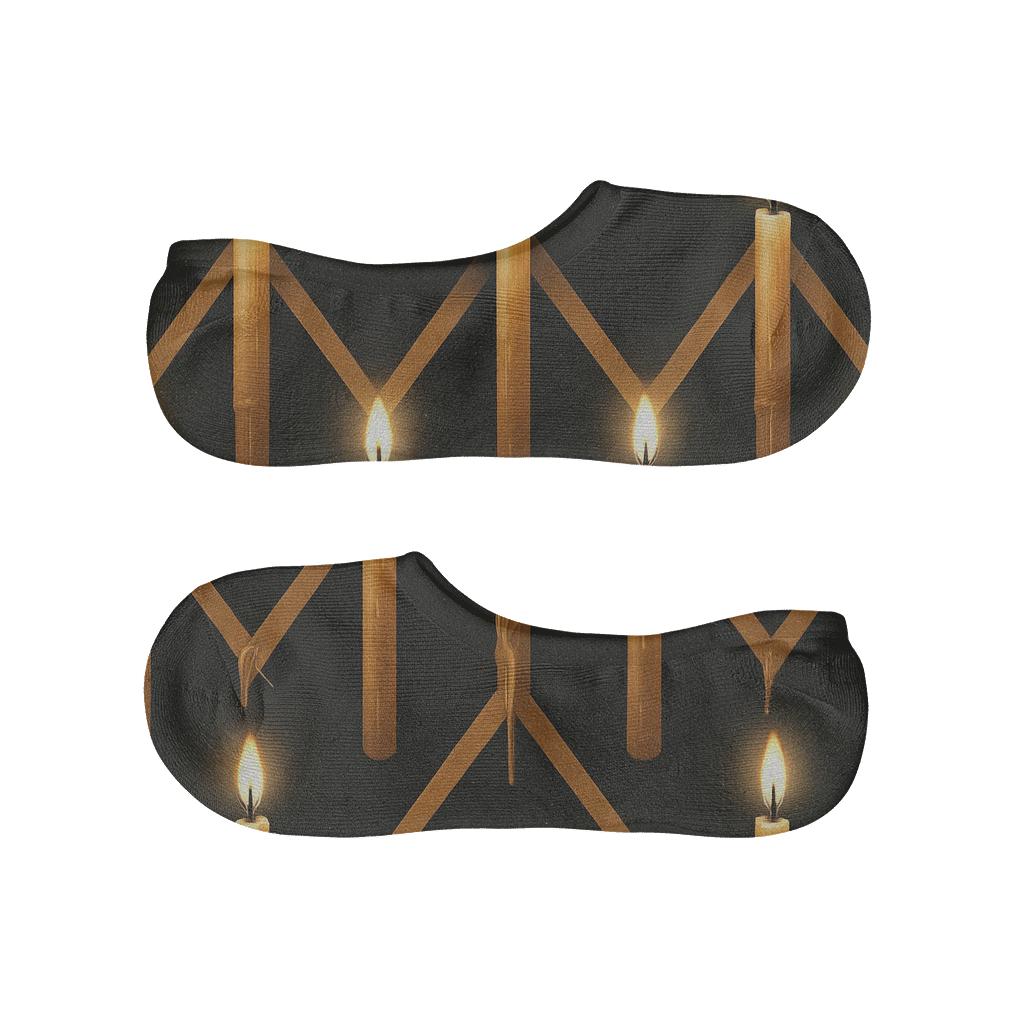 Candlelit Ember Taper Lattice personalized no-show socks