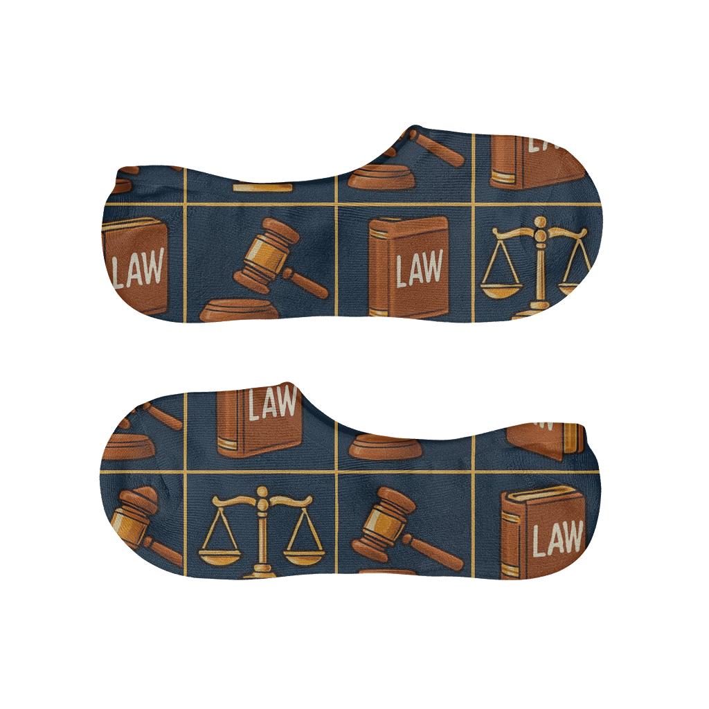 Lawyer-Inspired Scales And Statutes Grid soft cotton no-show socks