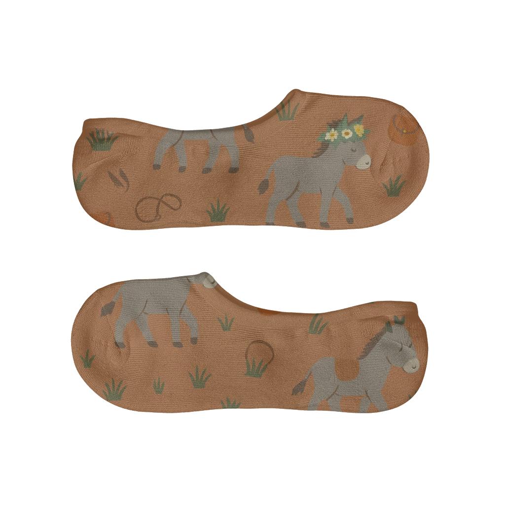 Flower Crown Caravan Pattern Donkey personalized no-show socks
