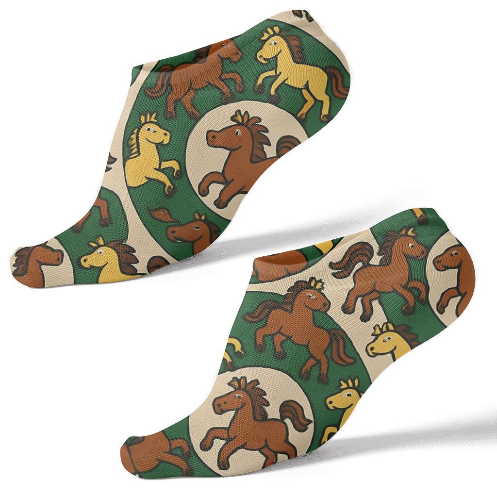 Pasture Crown Carousel With Horse Silhouettes personalized ankle socks