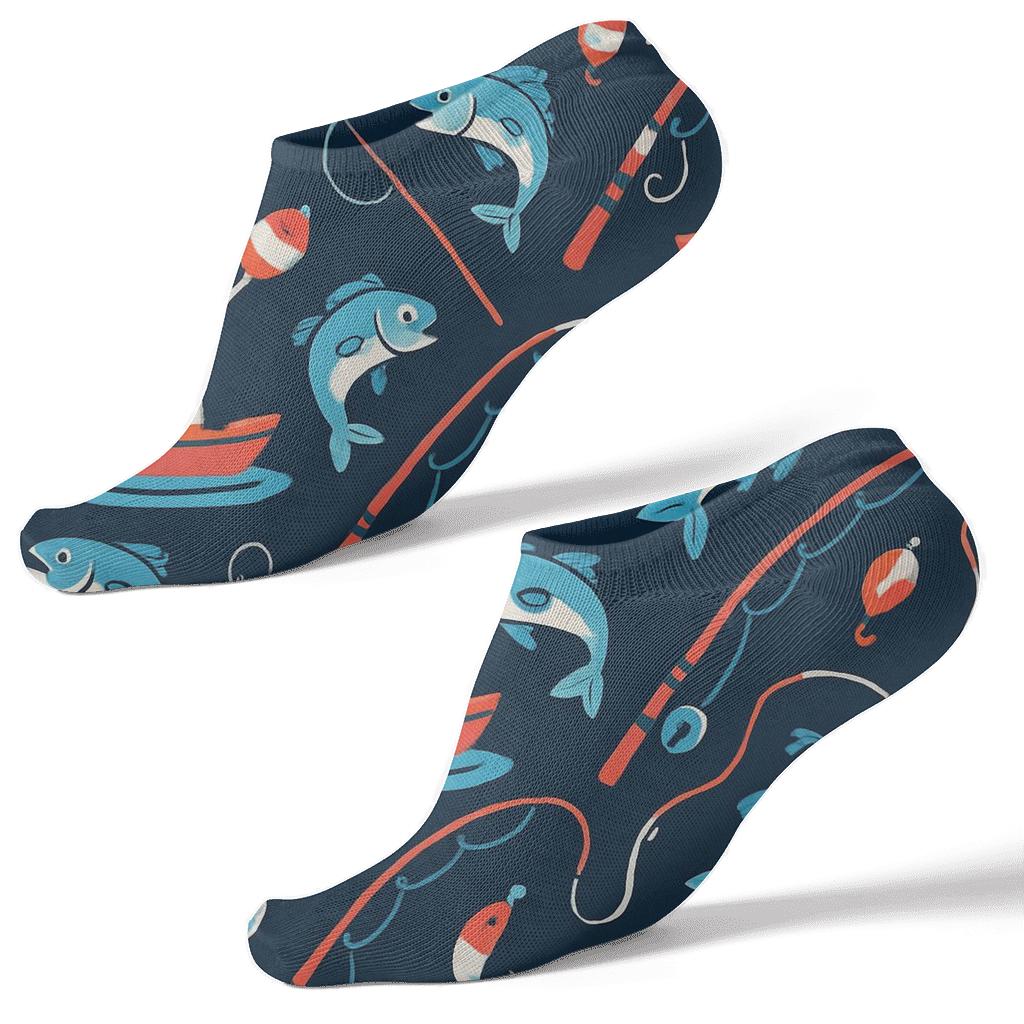 River Boat Fisher Mosaic Night Tide unique graphic ankle socks