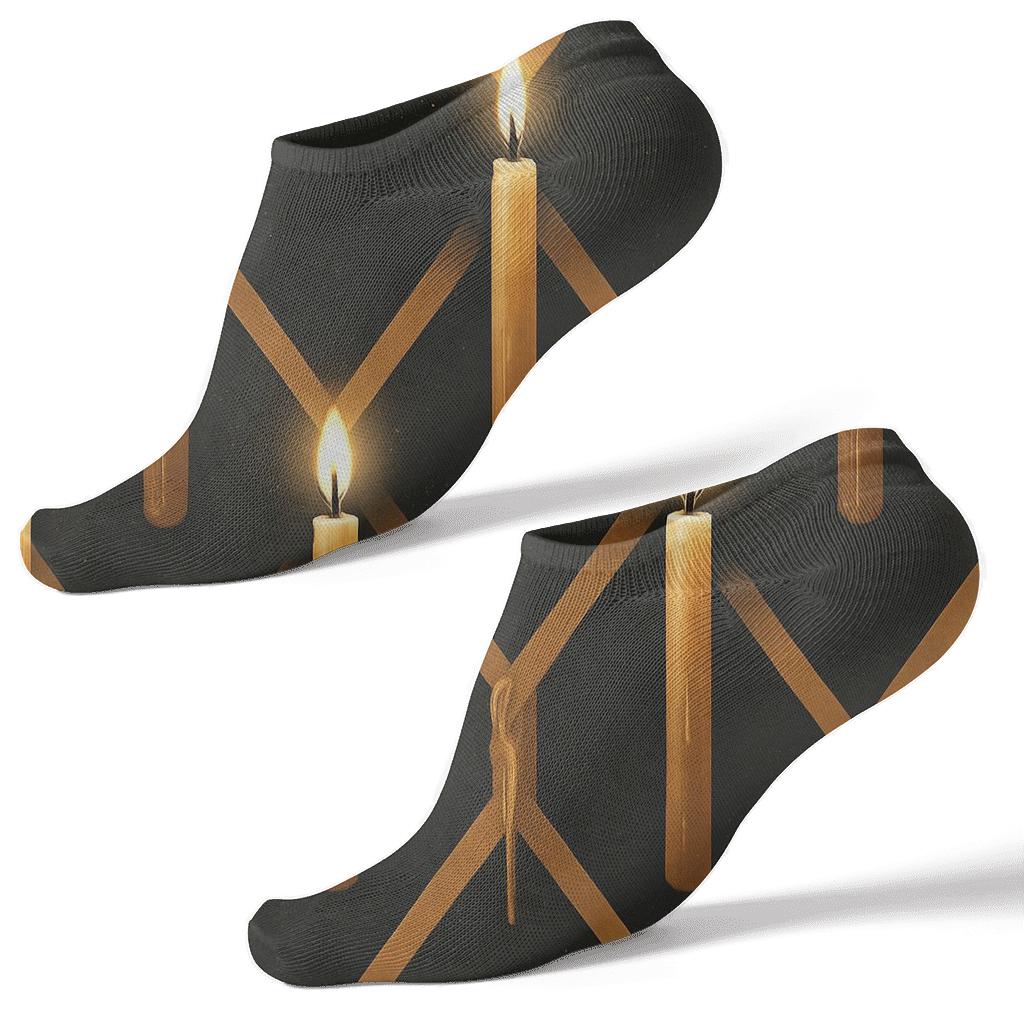 Candlelit Ember Taper Lattice unique graphic ankle socks