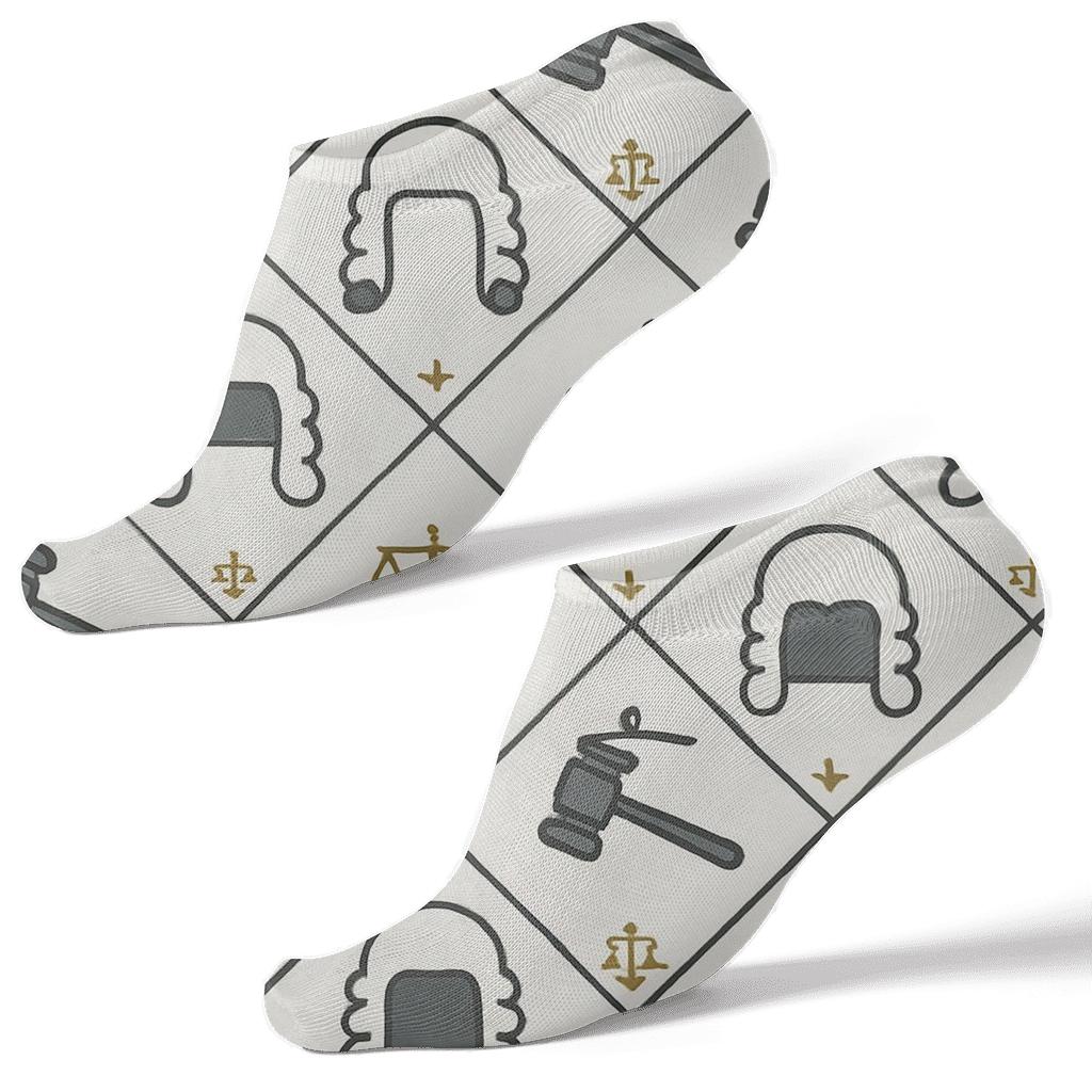Judge-Themed Wig And Gavel Tessellation stylish athletic ankle socks