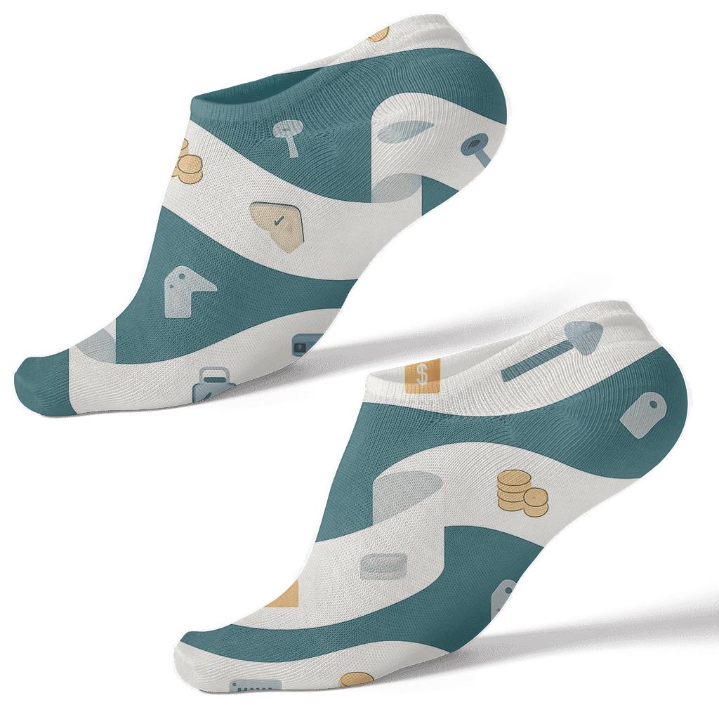 Receipt Ribbon Stripe Pattern Cashier Edition unique graphic ankle socks