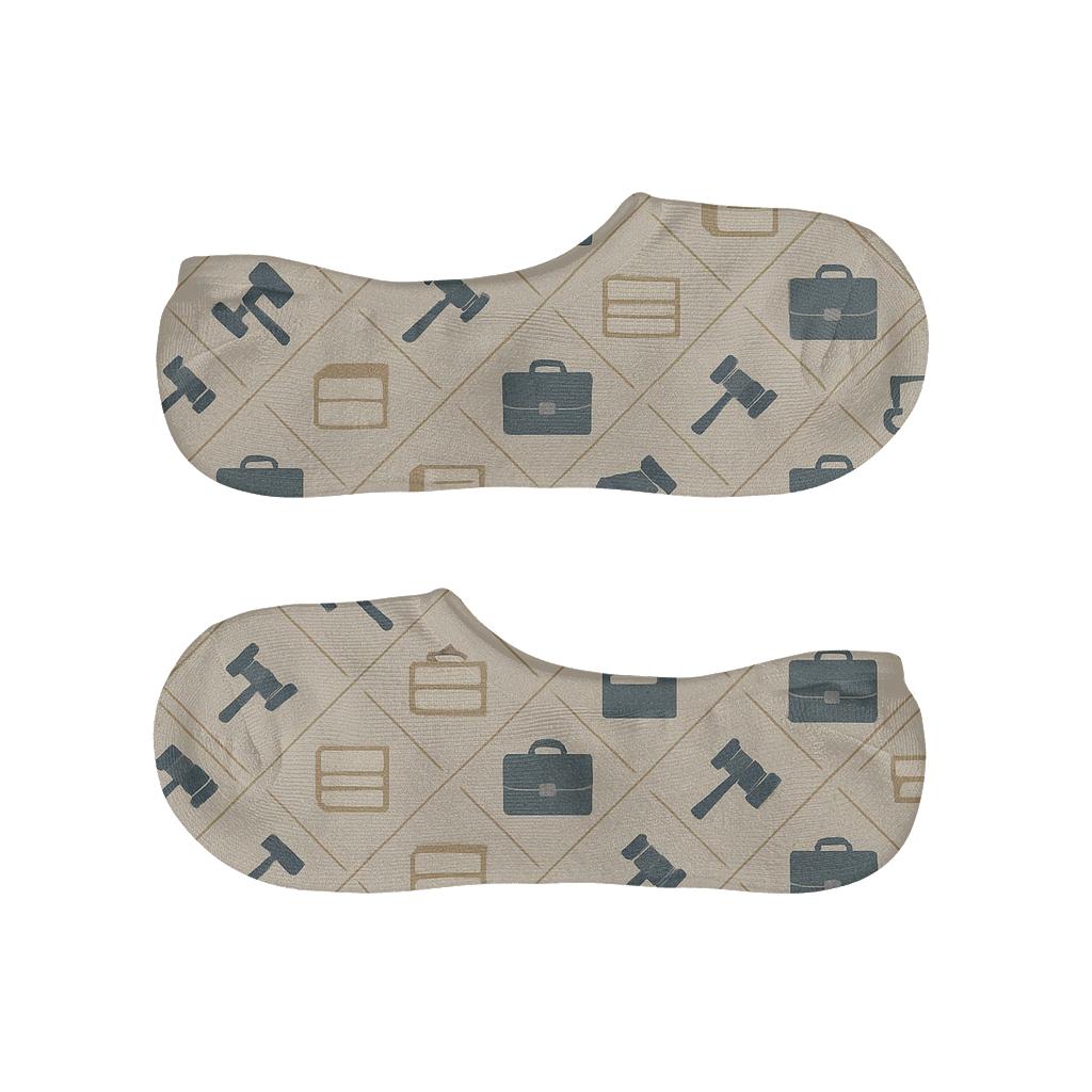 Paralegal Courtroom Chevron Grid anti-slip no-show socks