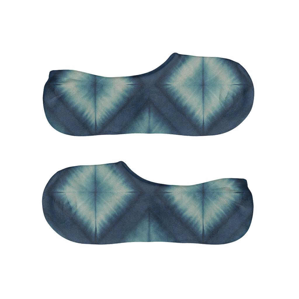 Ocean Shibori Diamond Drift On Indigo Wash soft cotton no-show socks