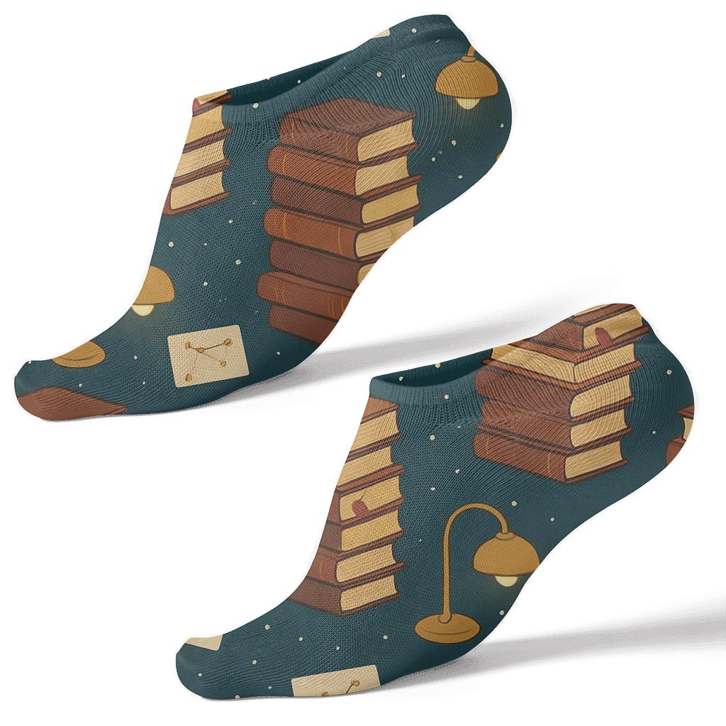Librarian Starlit Stacks Pattern comfortable cotton ankle socks