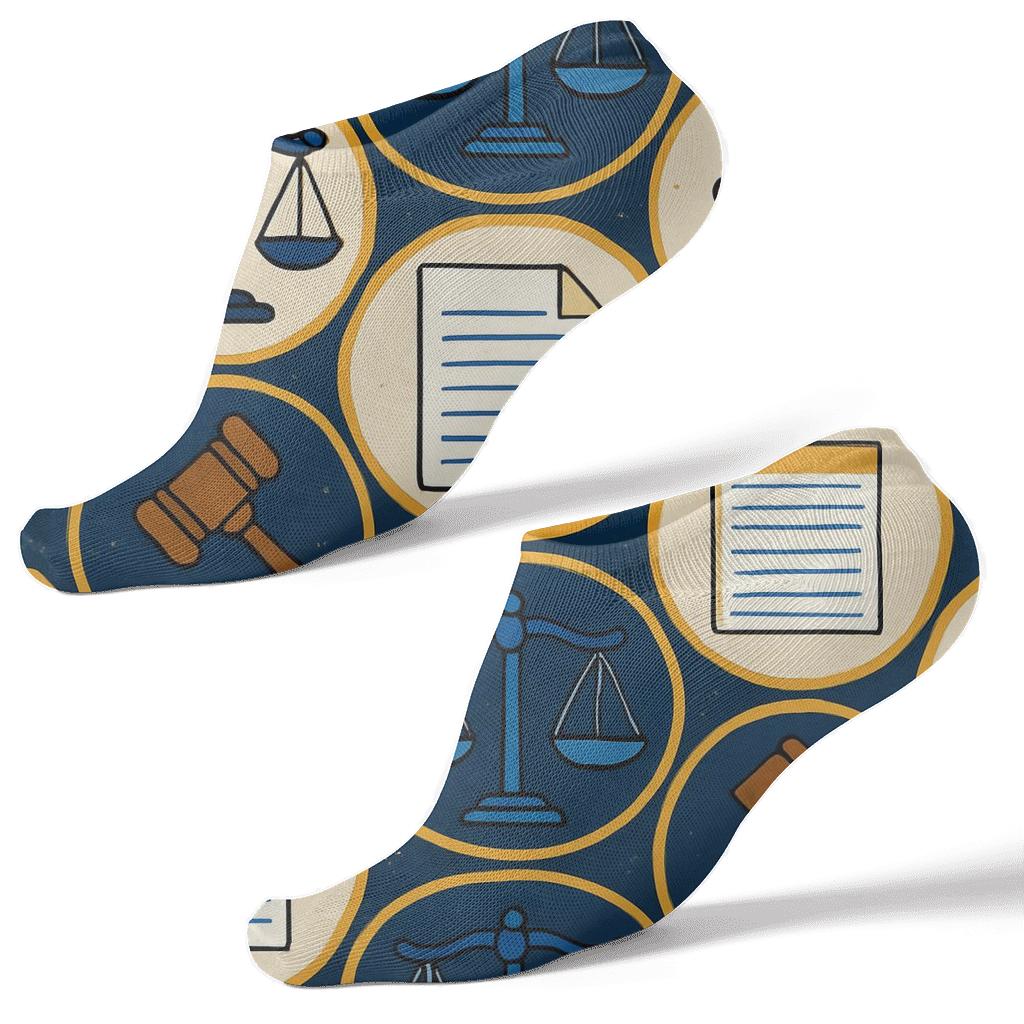 Gavel Orbit Tiling Pattern Paralegal premium sports ankle socks