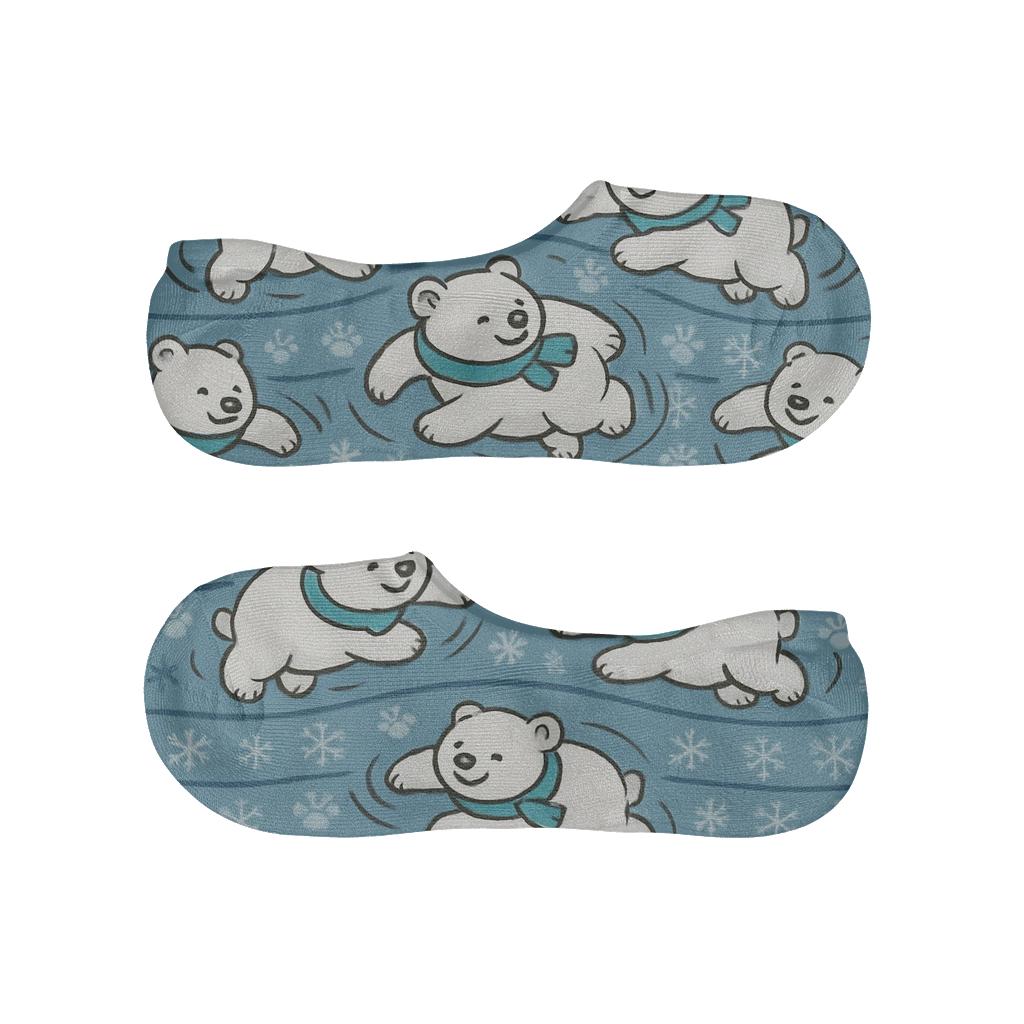 Arctic Cub Carousel With Polar Bear Band Pattern custom no-show socks