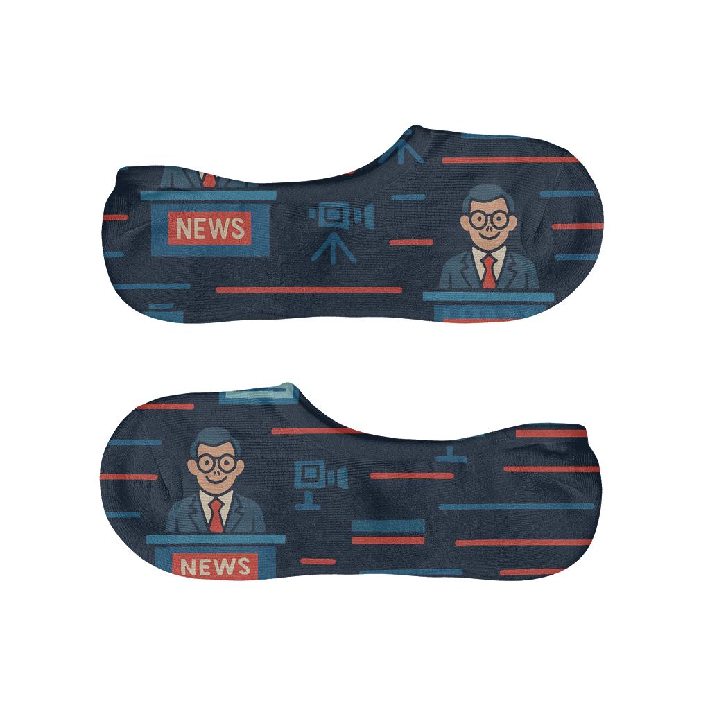 News Anchor Skyline Studio Pattern personalized no-show socks