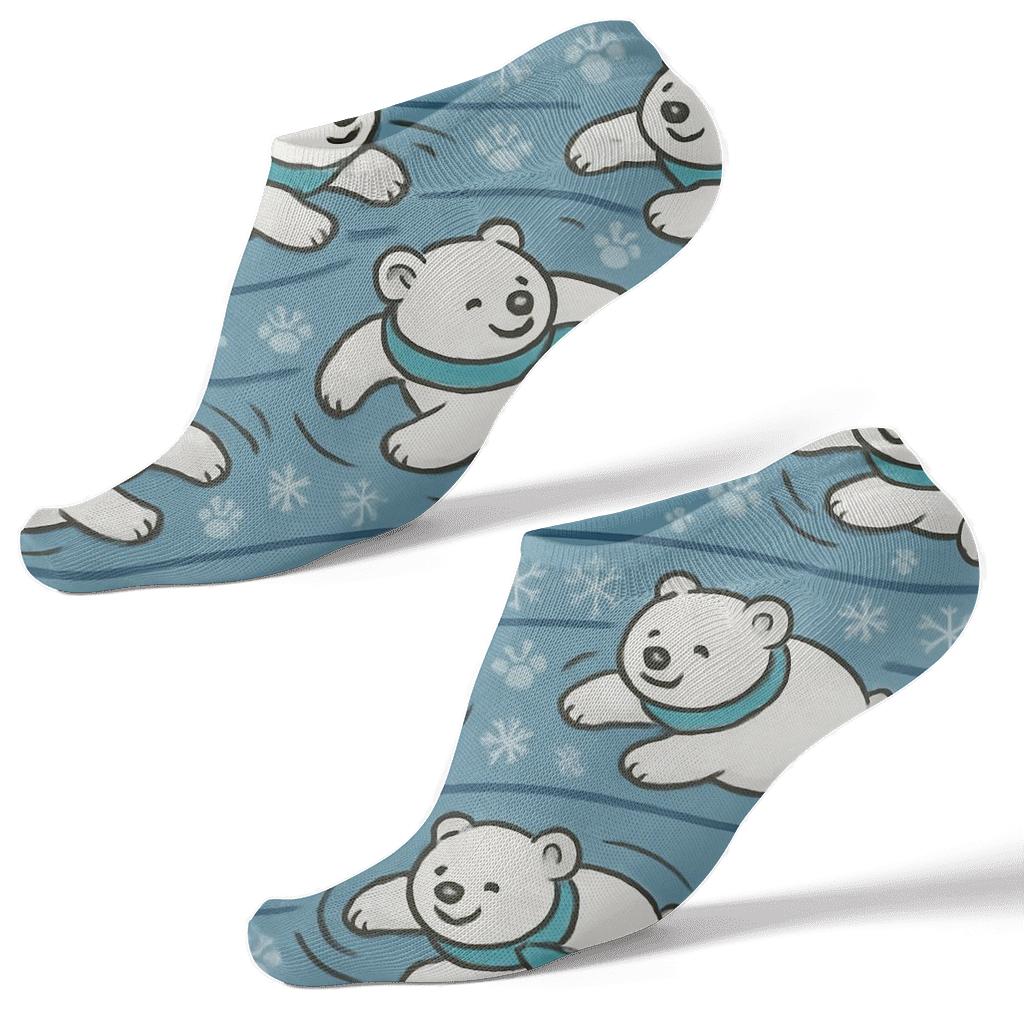 Arctic Cub Carousel With Polar Bear Band Pattern designer print ankle socks