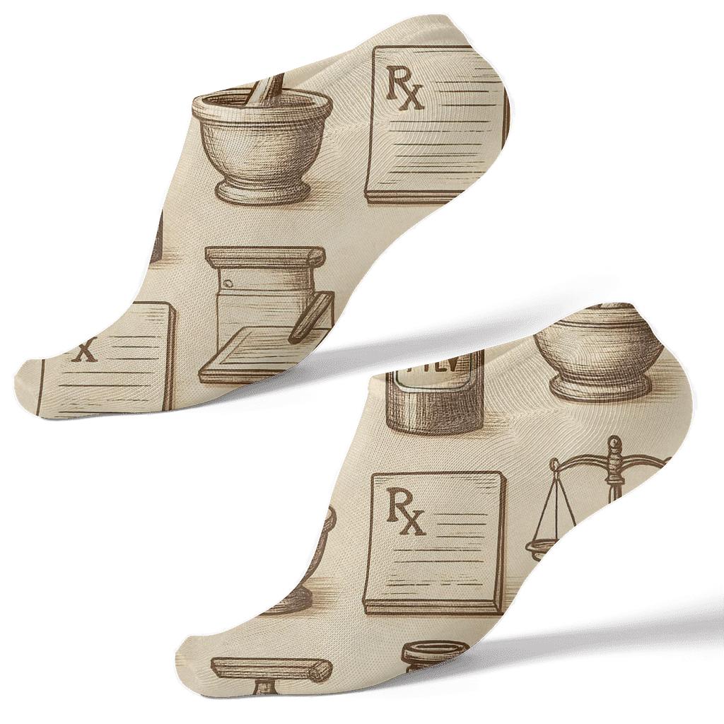 Vintage Dispensary Grid Pharmacist Edition personalized ankle socks