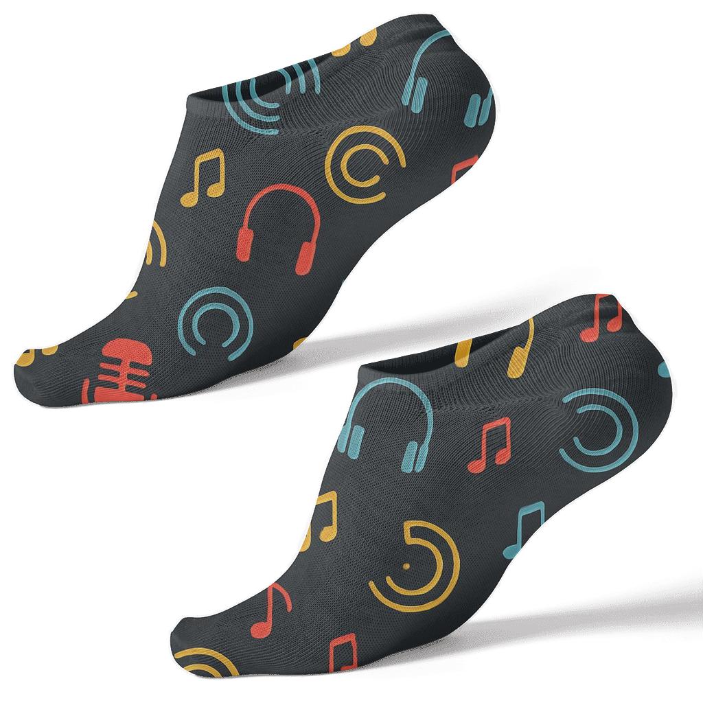 Neon Broadcast Icons Pattern Radio Host Edition premium sports ankle socks