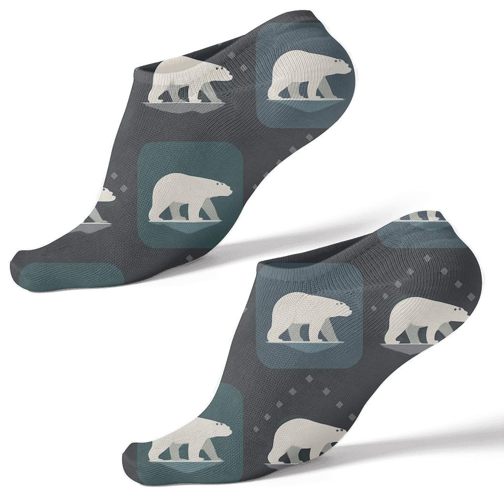 Northern Twilight Tiles Polar Bear Pattern Ending trendy patterned ankle socks